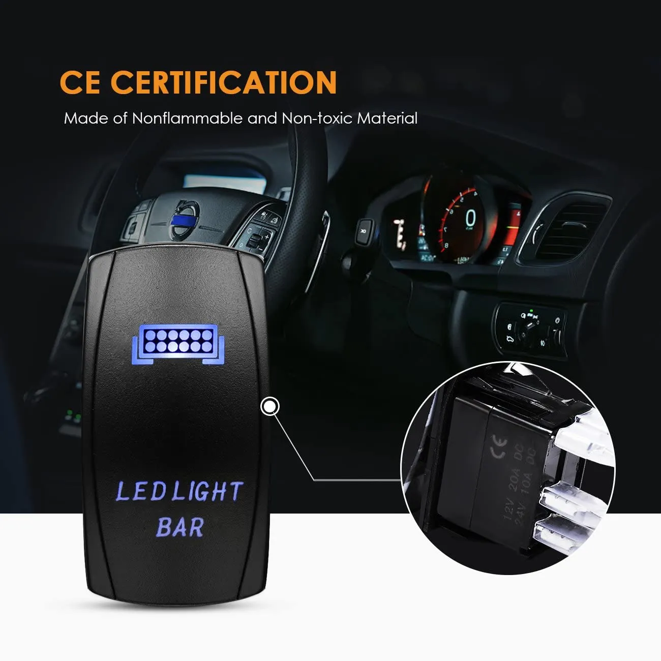 (2 Leads)LED Light Bar Rocker Switch with 3Pcs Switching Lines Wiring Loom Harness Kit with Fuse and Relay