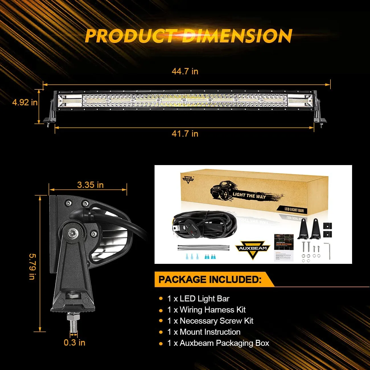 6 Modes Series 42 Inch White&Amber Curved Off Road Led Light Bar