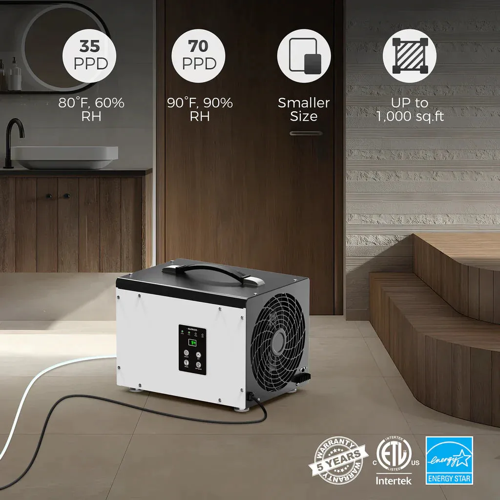 AlorAir Sentinel HD35P Energy Star 70 Pint Dehumidifier with Pump and Hose for Basements or Crawl Spaces