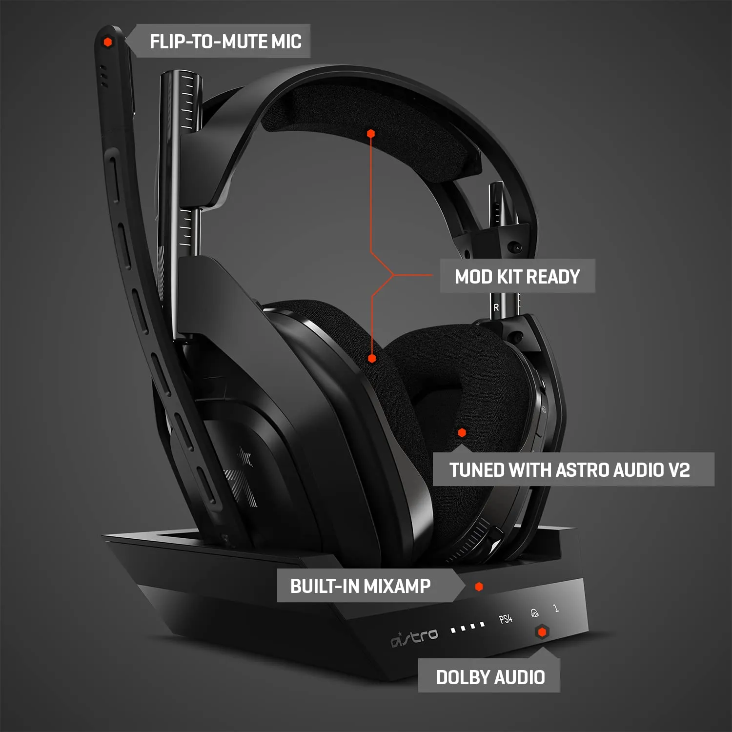 ASTRO Gaming A50 Wireless Headset   Base Station Gen 4 - Black/Silver