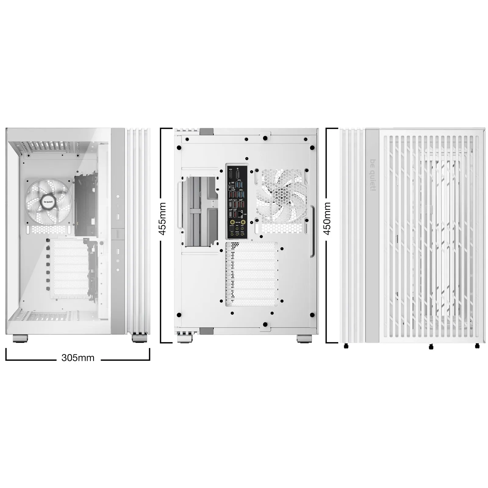 be-quiet! Light Base 600 LX, White, Midi-Tower ATX Case, Massive ARGB LED Strip, Full Windowed Design, 4x Light Wings LX 120mm PWM fans included