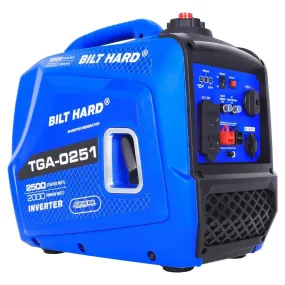 BILT HARD Generator 2500 Watt, Quiet Inverter Portable Generator 80cc 4 Stroke Engine, 120V AC Duplex Receptacle and 12V DC Output, Outdoor Generators for Home Backup Use and RV Ready