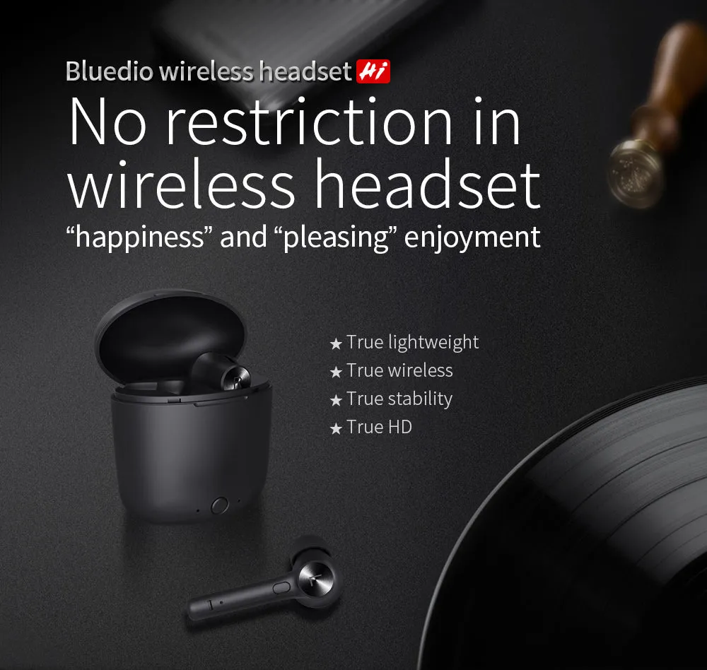 Bluedio HI wireless earphone bluetooth 5.0 earphone for phone stereo sport earbuds headset with charging box built-in microphone