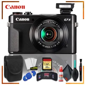 Canon PowerShot G7 X Mark II Digital Camera (Intl Model)   32gb Memory SD Card Bundle   Camera Case   Cleaning Kit