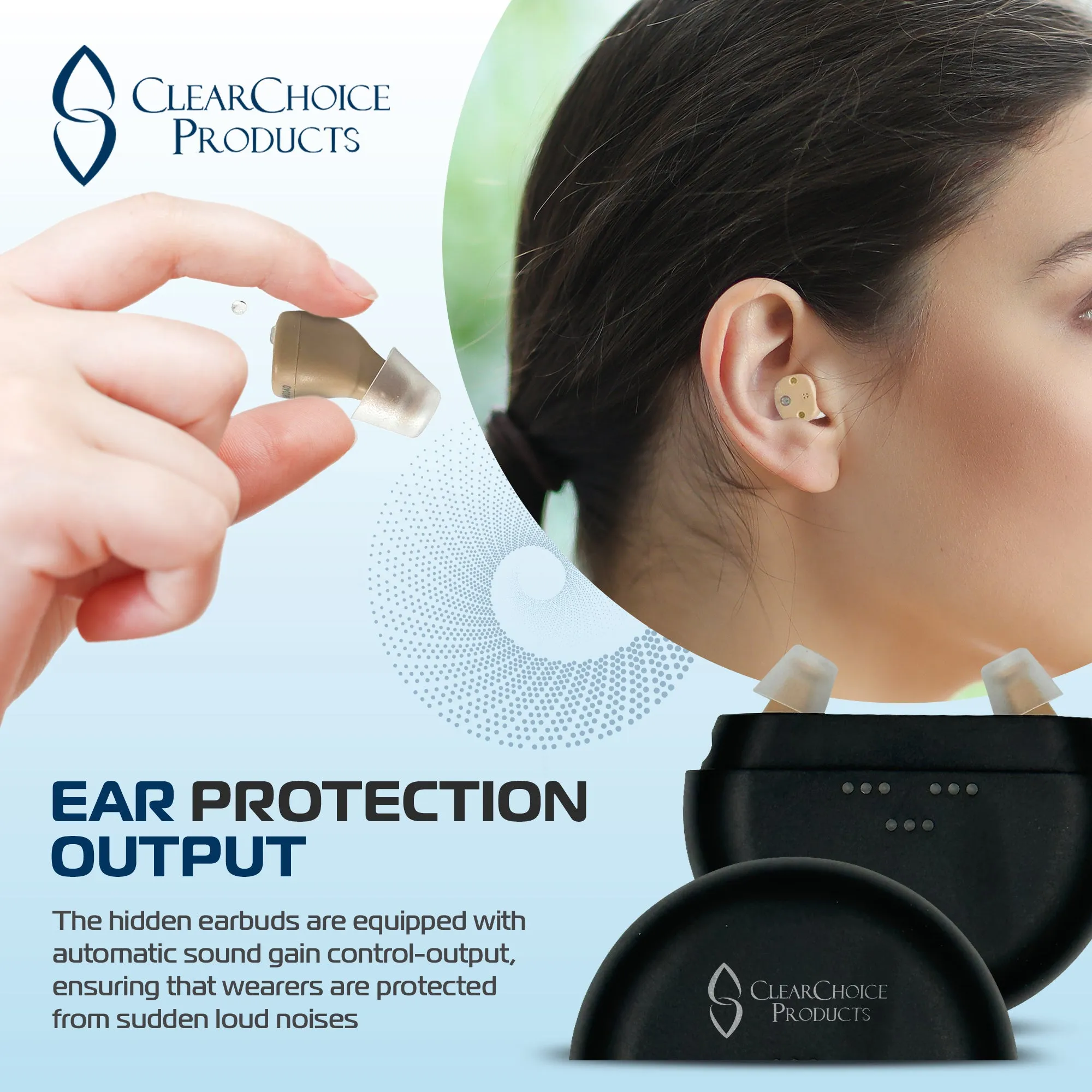 Claira CIC Hearing Aid earbuds, Mini CIC Hearing Amplifiers, Completely-in-Canal with Noise Reduction and Feedback Cancellation