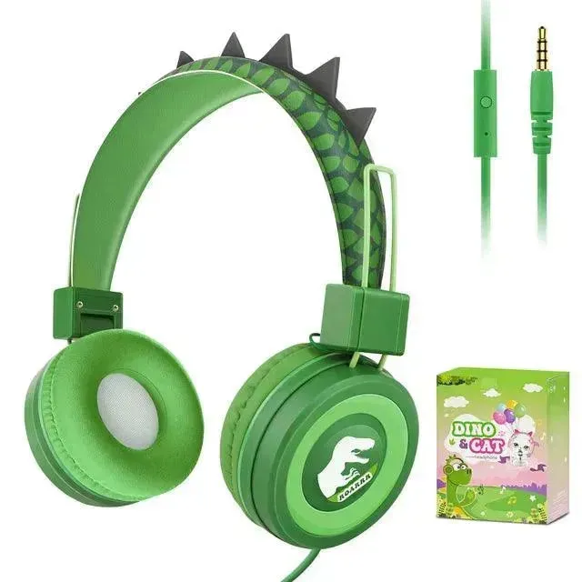 Cute Dino and Cat Wired Headphones For Kids