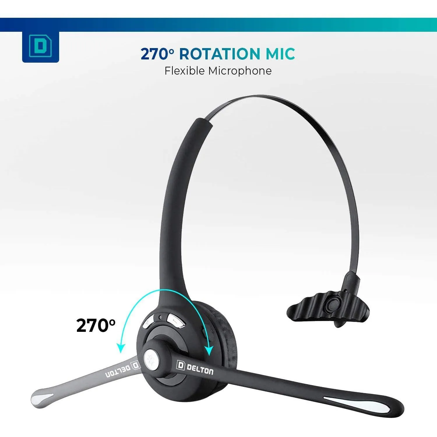 Delton™ Over-the-Head Bluetooth Wireless Headset Hands-Free Mic Battery with 18 Hours Talk Time