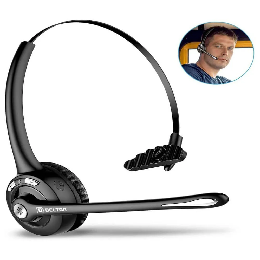 Delton™ Over-the-Head Bluetooth Wireless Headset Hands-Free Mic Battery with 18 Hours Talk Time