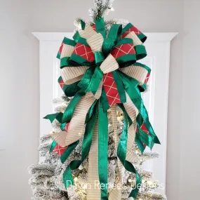 Drummer Boy Christmas Tree Bow with Long Streamers