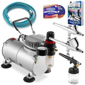 Dual-Action Airbrush Kit with 3 Airbrushes