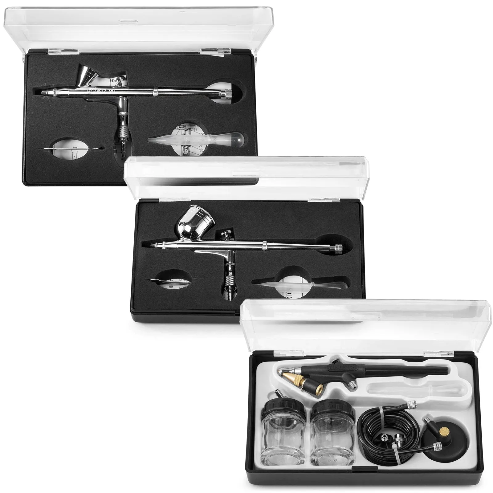 Dual-Action Airbrush Kit with 3 Airbrushes