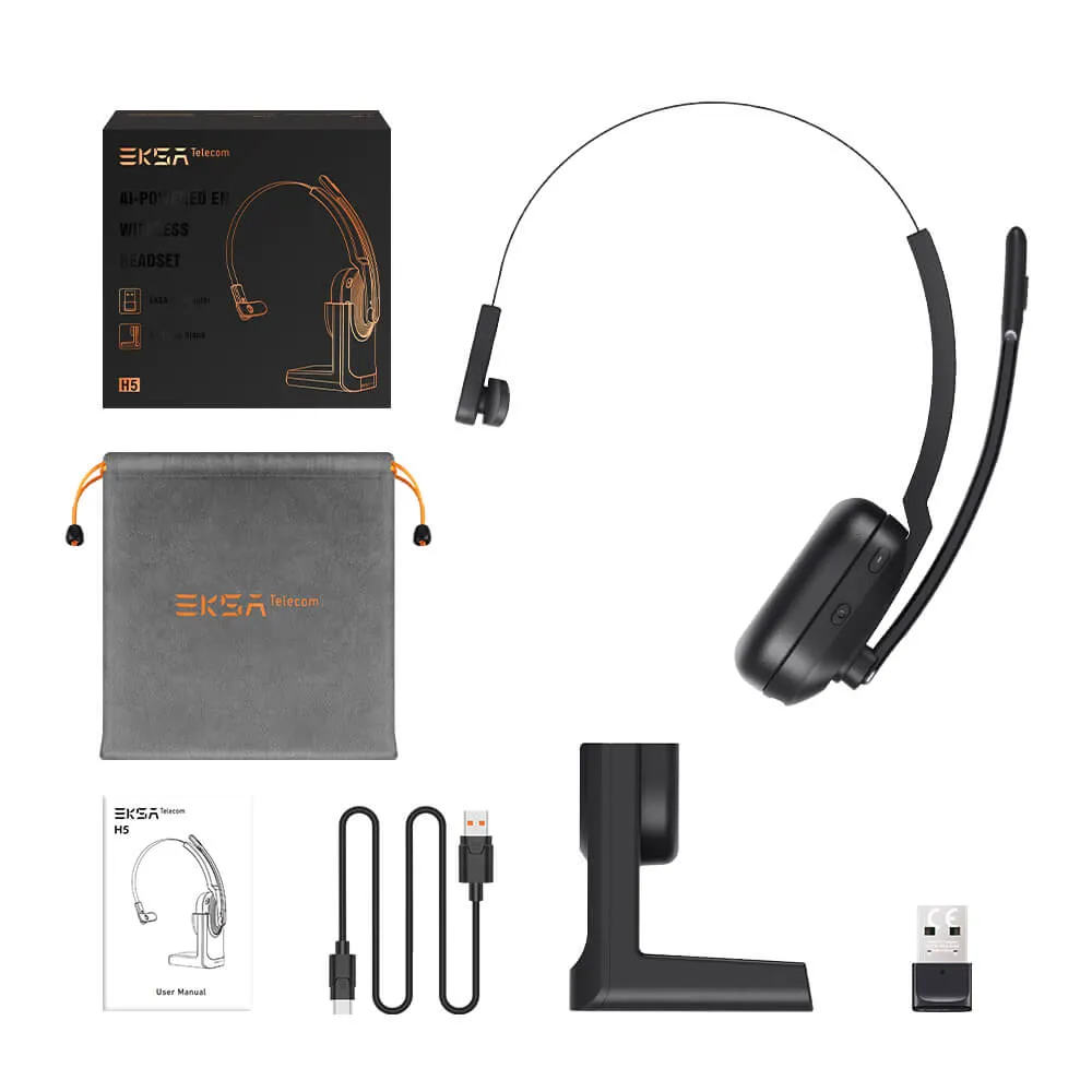 EKSAtelecom® H5 Bluetooth Computer Headset