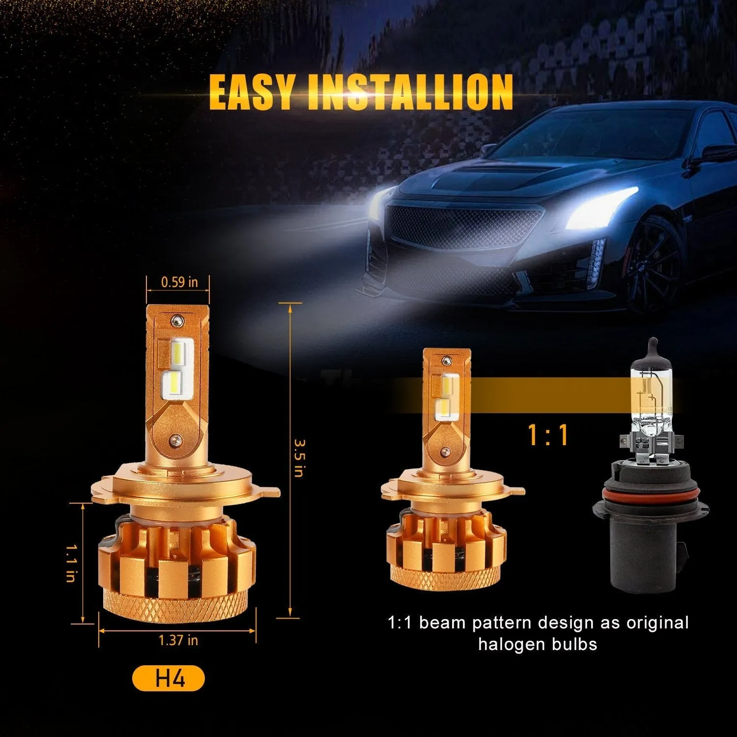 For 2001-2003 Toyota RAV4 F-16 Plus Series Built-in Canbus Automotive Grade 14000LM LED Light Bulbs High Low Beam Bundle