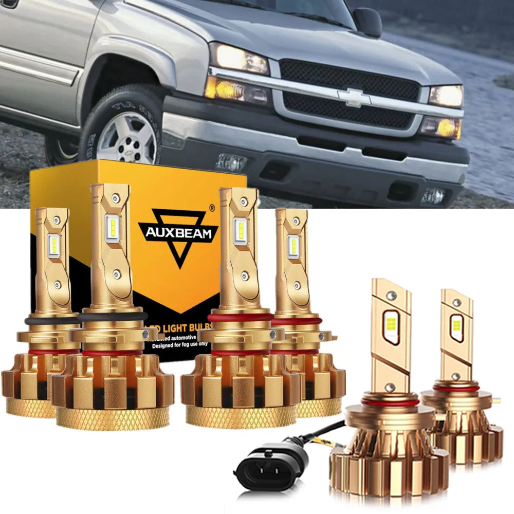 For 2003-2004 Chevrolet Silverado 2500 F-16 Plus Series Built-in Canbus Automotive Grade 14000LM LED Light Bulbs High Low Beam Bundle