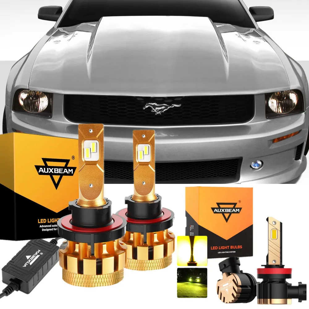 For 2005-2006 Ford Mustang (Base) F-16 Plus Series Built-in Canbus Automotive Grade 14000LM LED Light Bulbs High Low Beam Bundle