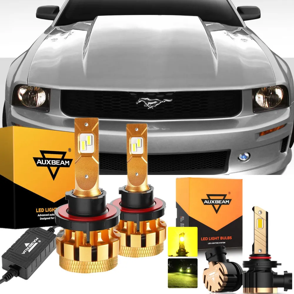 For 2005-2006 Ford Mustang(GT) F-16 Plus Series Built-in Canbus Automotive Grade 14000LM LED Light Bulbs High Low Beam Bundle