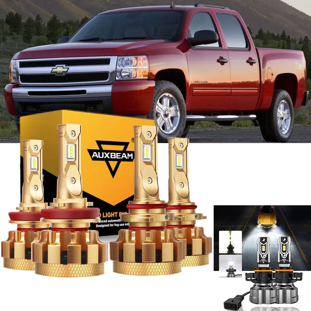 For 2007-2015 Chevrolet Silverado 1500 F-16 Plus Series Built-in Canbus Automotive Grade 14000LM LED Light Bulbs High Low Beam Bundle