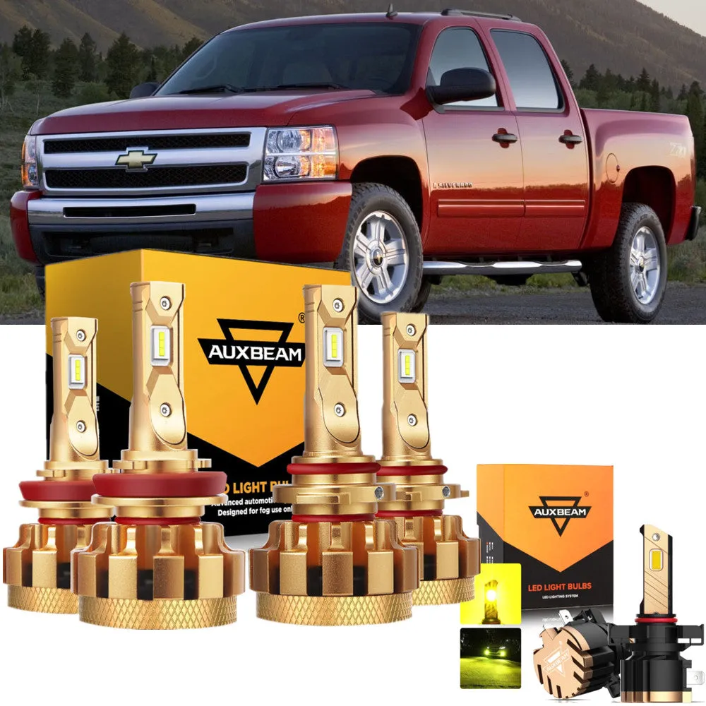 For 2007-2015 Chevrolet Silverado 1500 F-16 Plus Series Built-in Canbus Automotive Grade 14000LM LED Light Bulbs High Low Beam Bundle