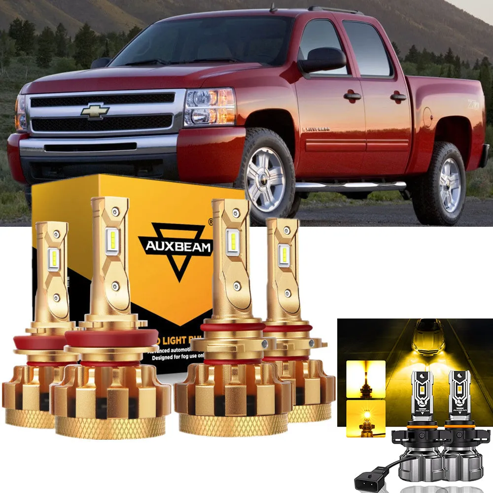 For 2007-2015 Chevrolet Silverado 1500 F-16 Plus Series Built-in Canbus Automotive Grade 14000LM LED Light Bulbs High Low Beam Bundle