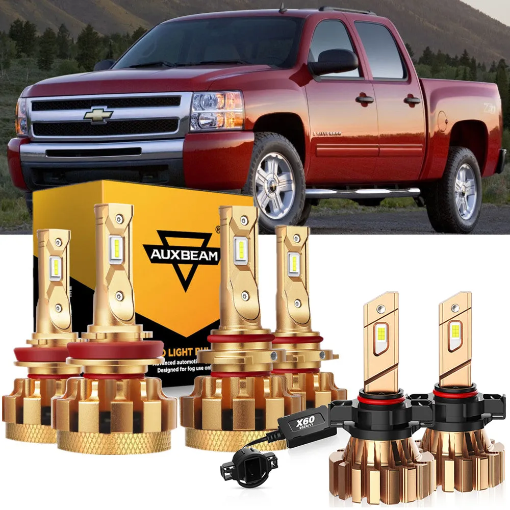 For 2007-2015 Chevrolet Silverado 1500 F-16 Plus Series Built-in Canbus Automotive Grade 14000LM LED Light Bulbs High Low Beam Bundle