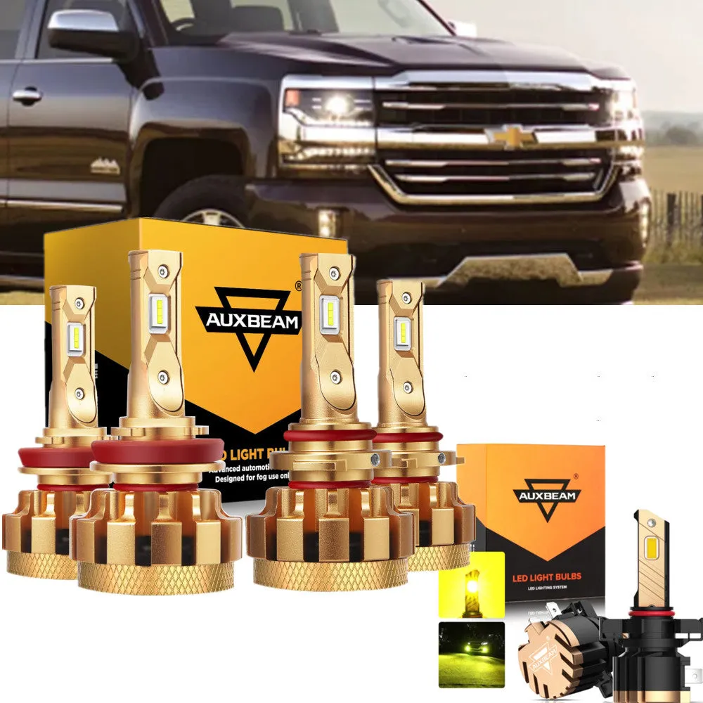 For 2007-2019 Chevrolet Silverado 2500 HD F-16 Plus Series Built-in Canbus Automotive Grade 14000LM LED Light Bulbs High Low Beam Bundle