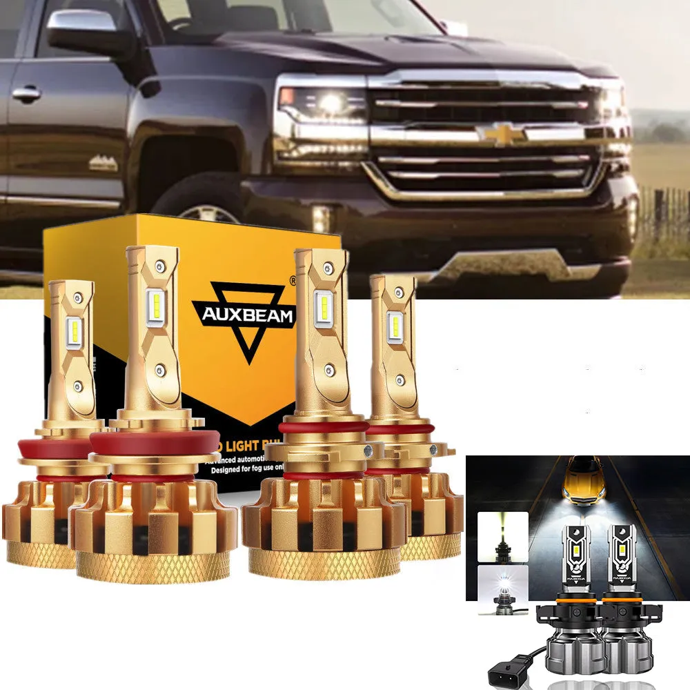 For 2007-2019 Chevrolet Silverado 2500 HD F-16 Plus Series Built-in Canbus Automotive Grade 14000LM LED Light Bulbs High Low Beam Bundle