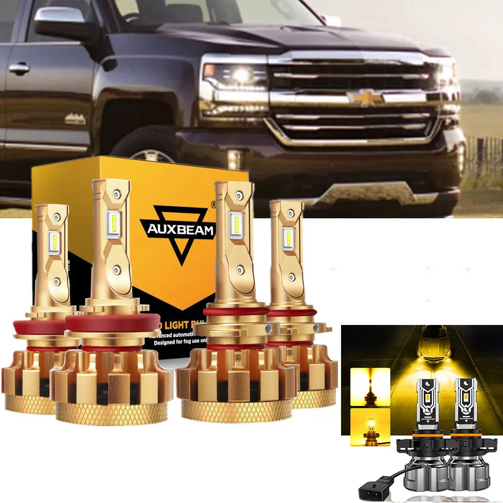 For 2007-2019 Chevrolet Silverado 2500 HD F-16 Plus Series Built-in Canbus Automotive Grade 14000LM LED Light Bulbs High Low Beam Bundle