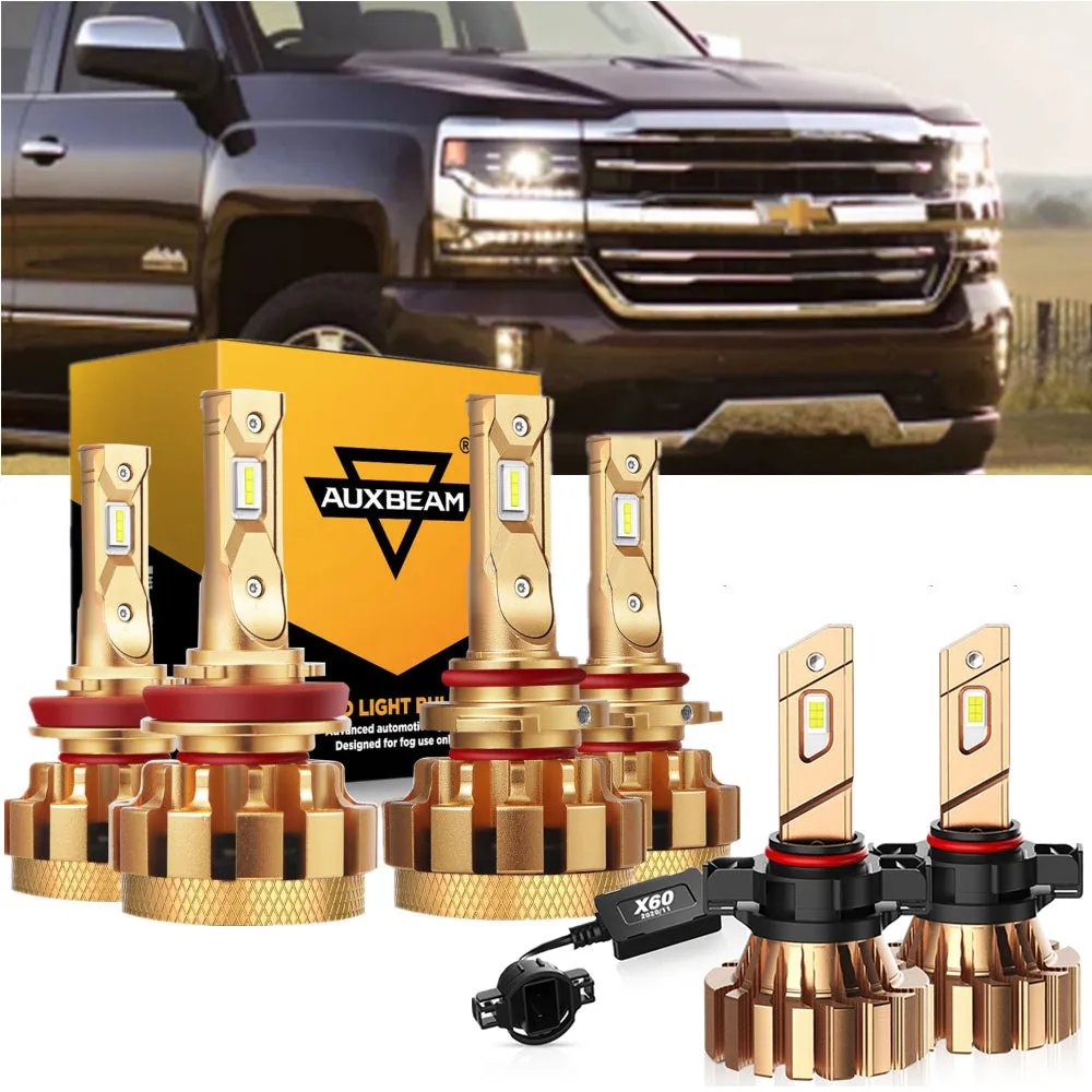 For 2007-2019 Chevrolet Silverado 2500 HD F-16 Plus Series Built-in Canbus Automotive Grade 14000LM LED Light Bulbs High Low Beam Bundle