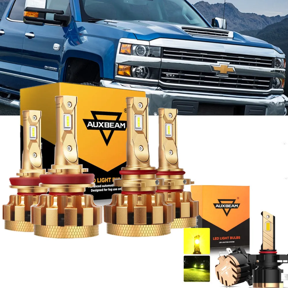 For 2007-2019 Chevrolet Silverado 3500 HD F-16 Plus Series Built-in Canbus Automotive Grade 14000LM LED Light Bulbs High Low Beam Bundle