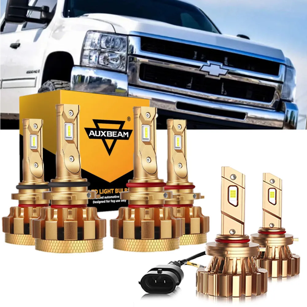 For 2007 Chevrolet Silverado 2500 HD Classic F-16 Plus Series Built-in Canbus Automotive Grade 14000LM LED Light Bulbs High Low Beam Bundle