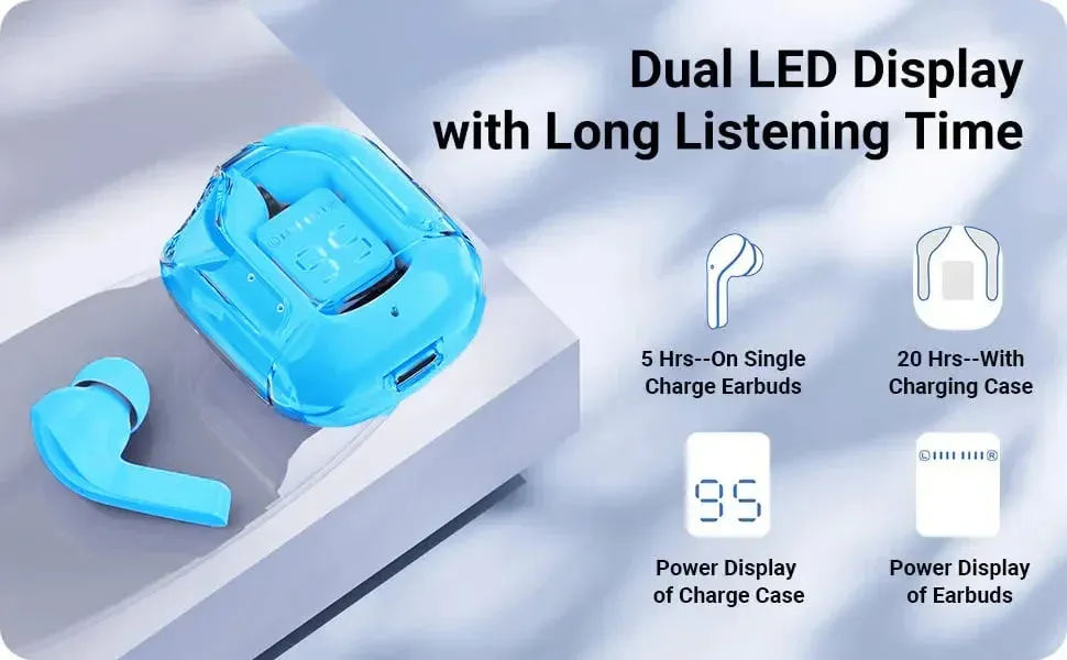 Futuristic Wireless Noise Canceling Crystal Earphone