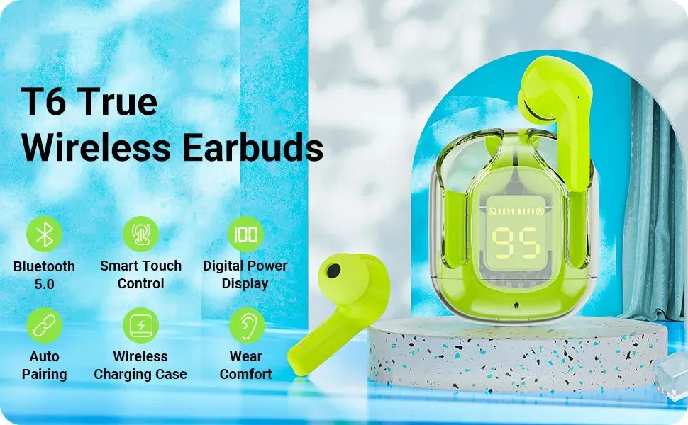 Futuristic Wireless Noise Canceling Crystal Earphone