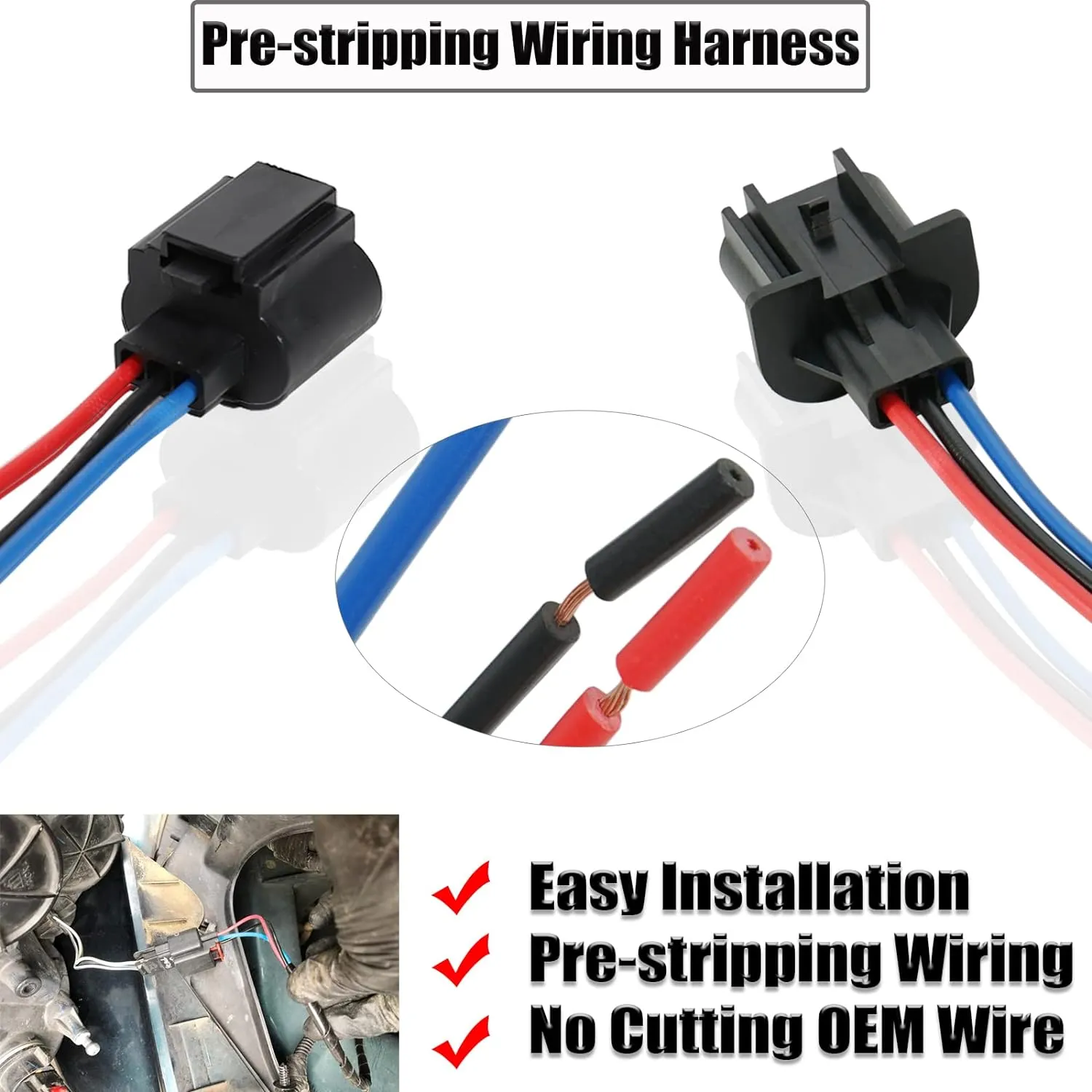 H13 LED Headlight Socket Male & Female Adapter Wiring Harness Connector for Headlight/Fog Light 2pcs/Set