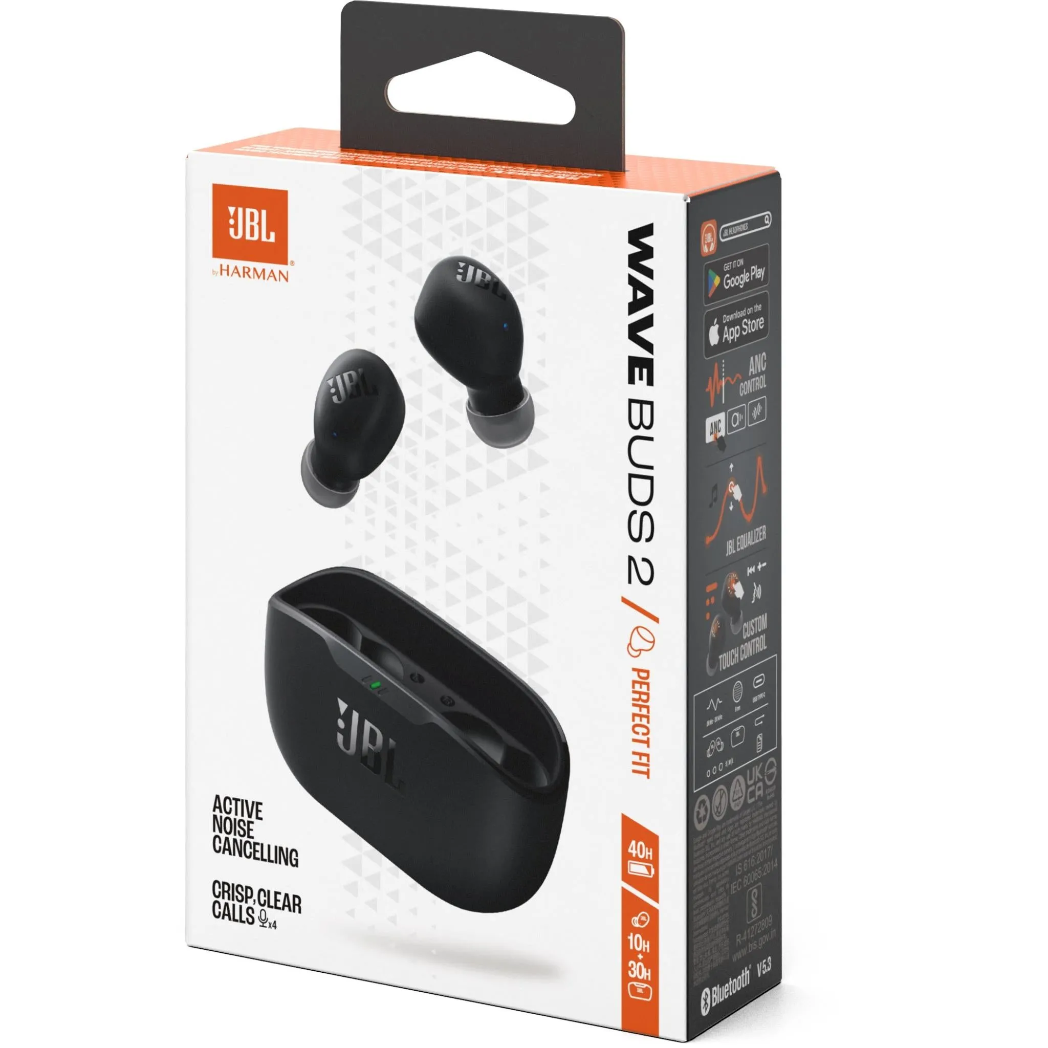 JBL Wave Buds 2 TWS Noise Cancelling In-Ear Headphones (Black)