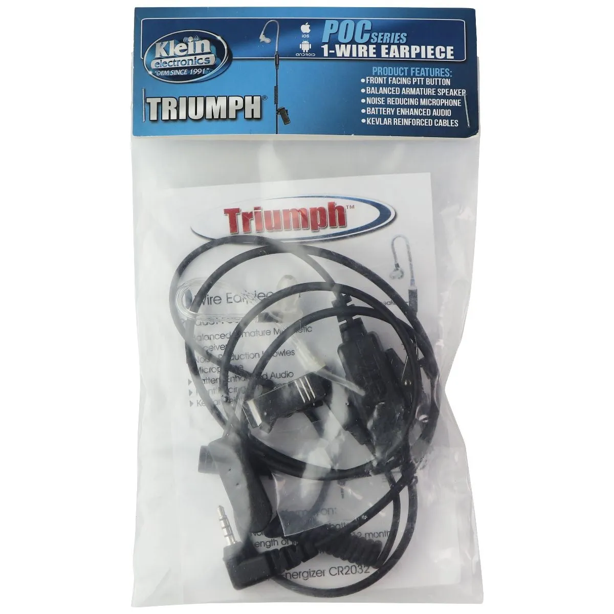 Klein Electronics - Triumph 1-Wire (3.5mm Pin) Push-to-Talk Earpiece