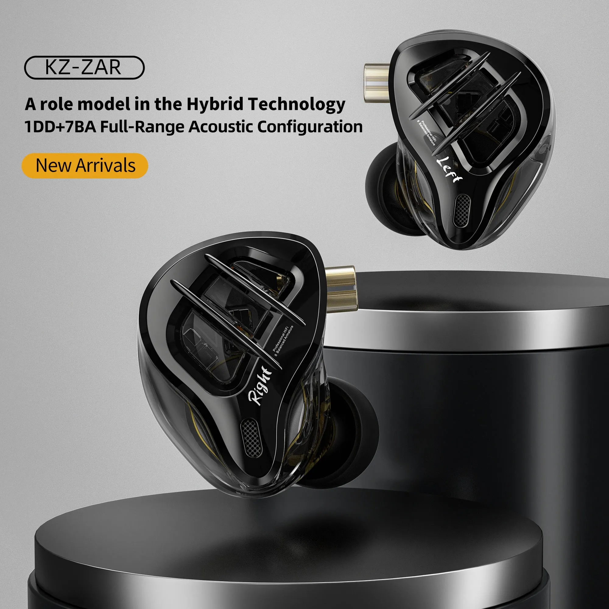 【KZ ZAR】 in-Ear Monitor Headphones 7BA 1DD Hybrid 8 Drivers Earbuds Stereo Sound HiFi Bass Noise Isolation Earphones Headphones for Professional Musicians