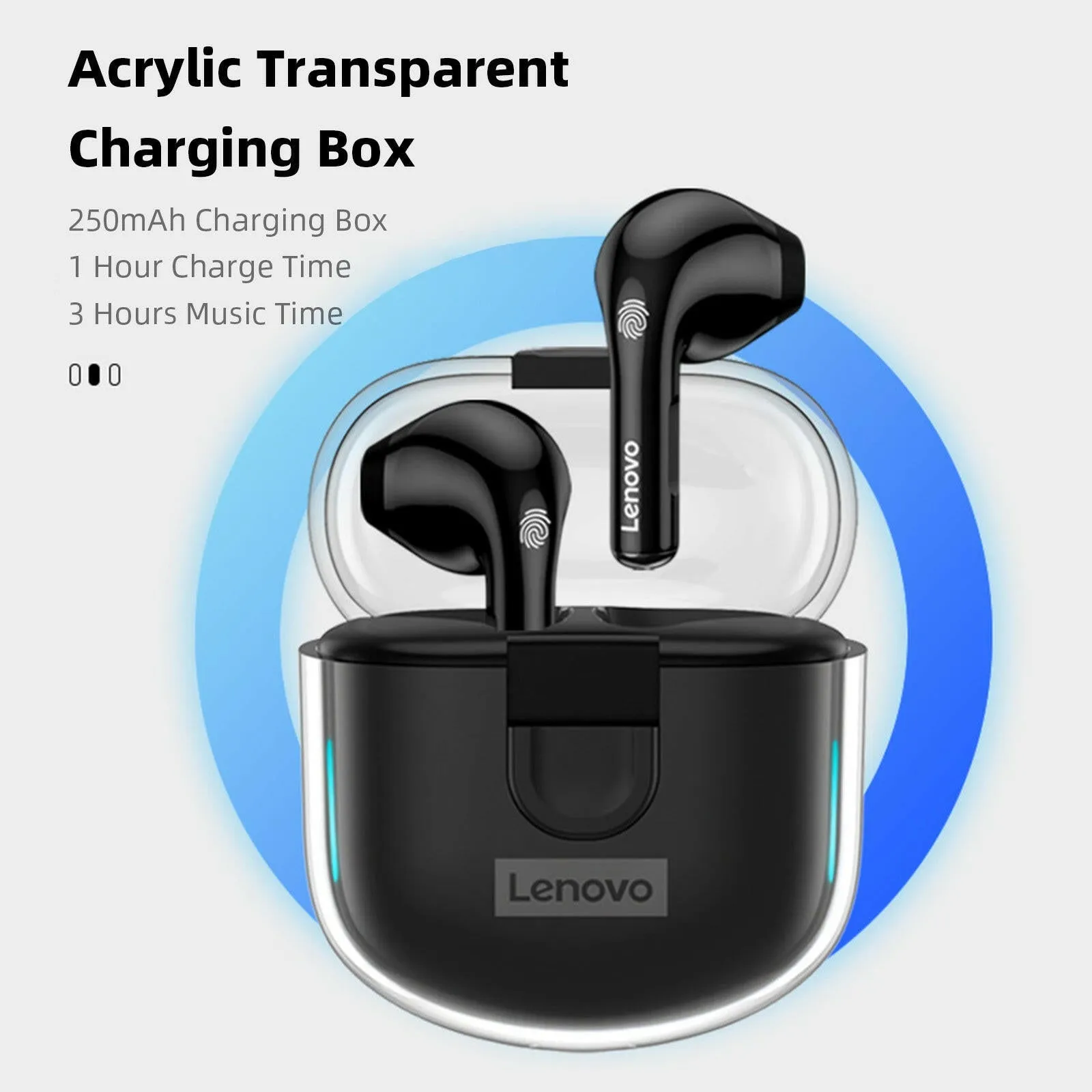 Lenovo LP12 BT 5.1 Earbuds Wireless Headphones BT Earphone with Mic Waterproof Noise Isolation Earbuds Quick Charge Fast Pairing In-ear Sports Headset Charging Box Touch Control