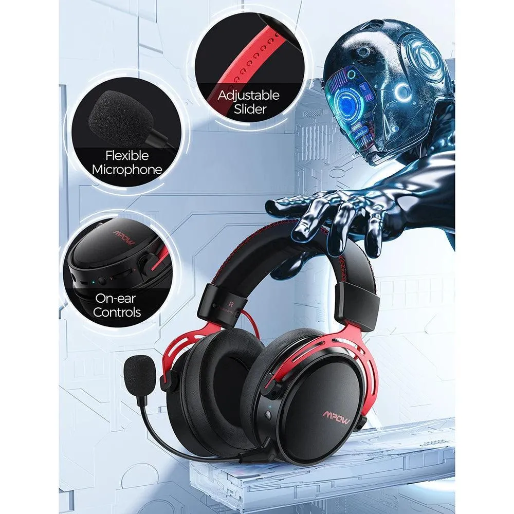 Mpow Air Wireless Gaming Headset - 3D Audio, Noise Cancelling Mic & All-Day Comfort for Gamers