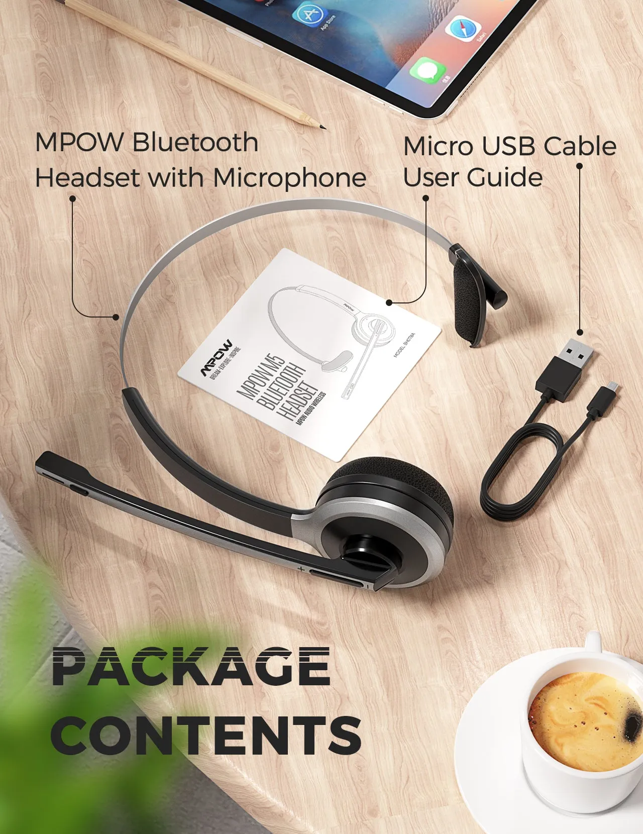 Mpow M5 Truck Driver Bluetooth Headset with Microphone