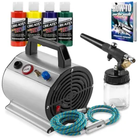 Multi-Purpose Single-Action Airbrush & Compressor & Createx Paints