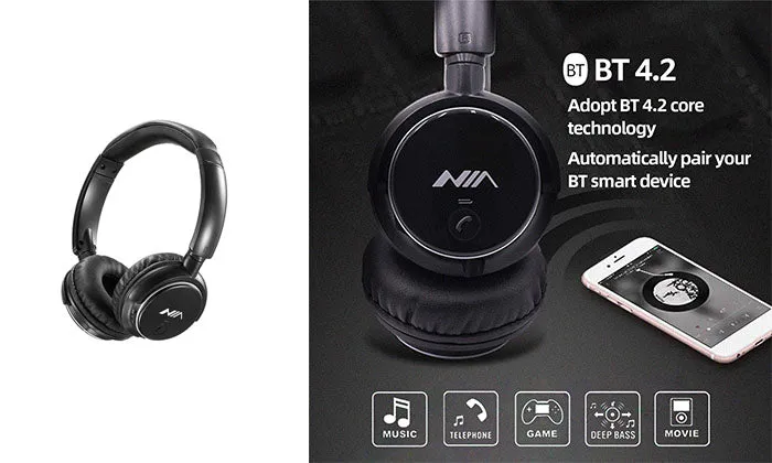 NIA Q1 Bluetooth Headphone Wireless Stereo Music Headset