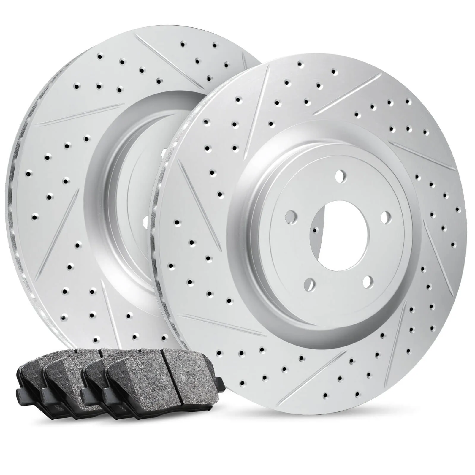 R1 Concepts - Carbon GEOMET® Series - Front Kit - Drilled & Slotted Rotors w/ Ceramic Pads - 2015-2017 F150/Raptor (Electric Parking Brake)