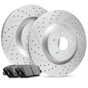 R1 Concepts - Carbon GEOMET® Series - Front Kit - Drilled & Slotted Rotors w/ Ceramic Pads - 2018-2020 F150/Raptor (Electric Parking Brake)