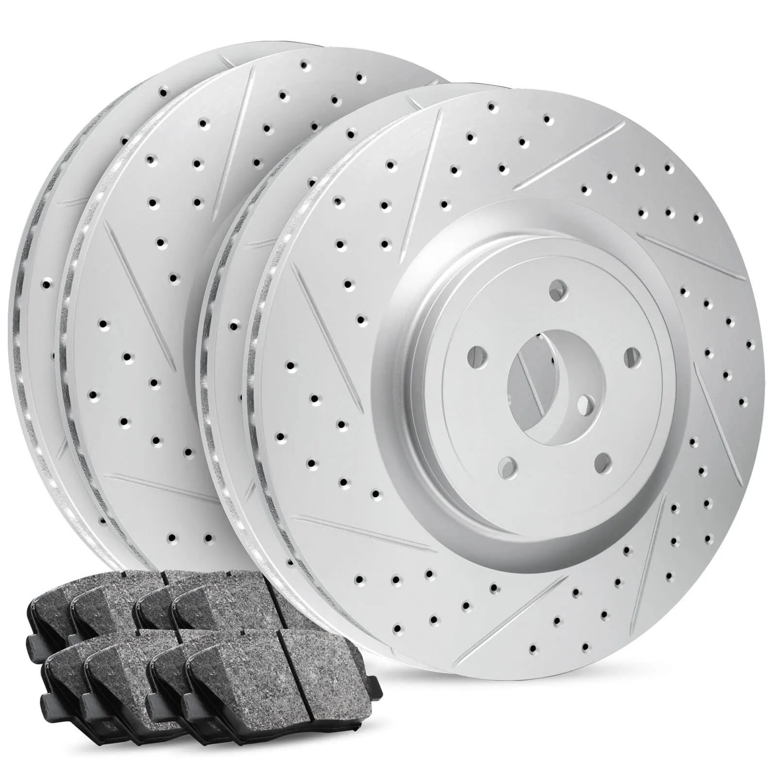 R1 Concepts - Carbon GEOMET® Series - Full Brake Kit - Drilled & Slotted Rotors w/ Ceramic Pads - 2017-2020 F150/Raptor (Electric Parking Brake)