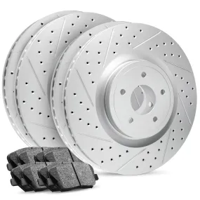 R1 Concepts - Carbon GEOMET® Series - Full Brake Kit - Drilled & Slotted Rotors w/ Ceramic Pads - 2018-2020 F150/Raptor (Manual Parking Brake)