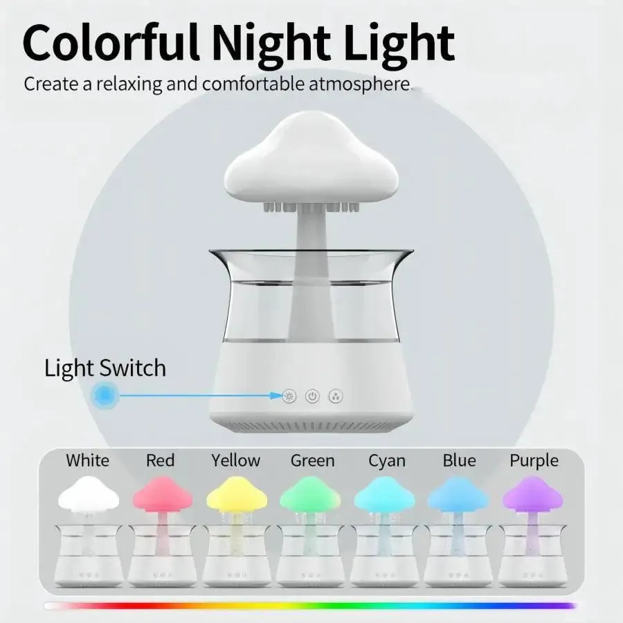 Relax Rain Diffuser Humidifier Raindrop Aromatherapy Machine Colorful