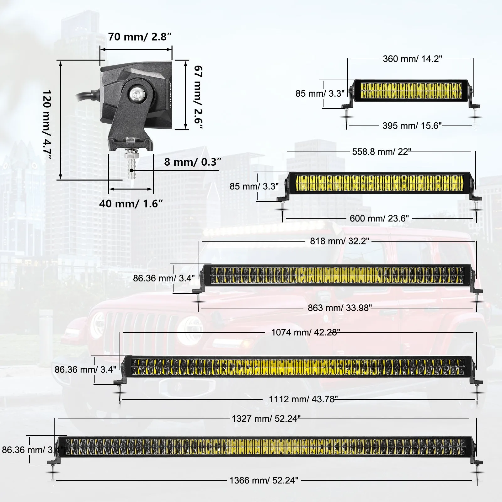 SP-basic Series 12 Inch/22 Inch/32 Inch/42 Inch/52 Inch Off Road LED Light Bar