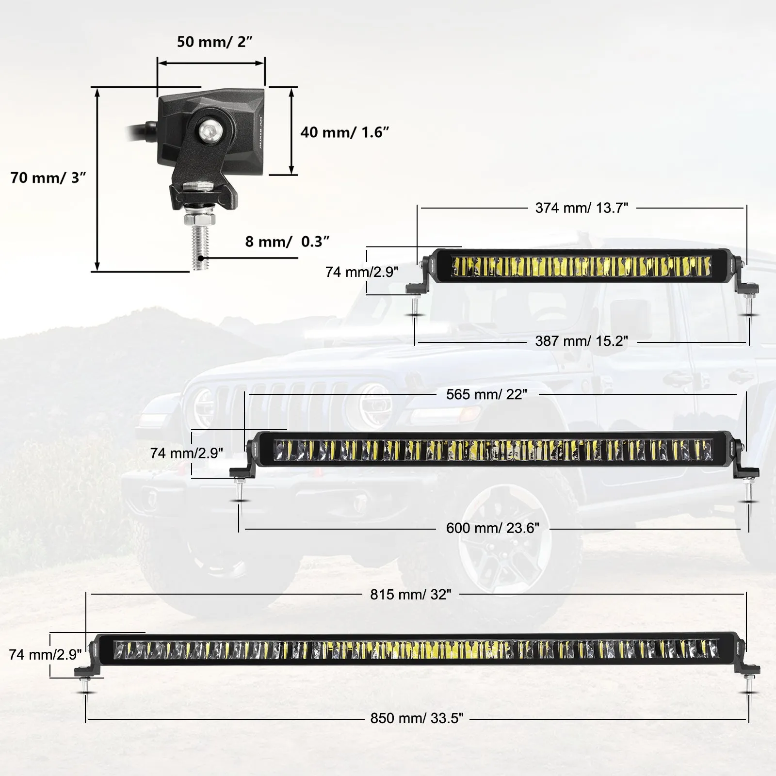 SP-basic Series 12 Inch/22 Inch/32 Inch/42 Inch/52 Inch Off Road LED Light Bar