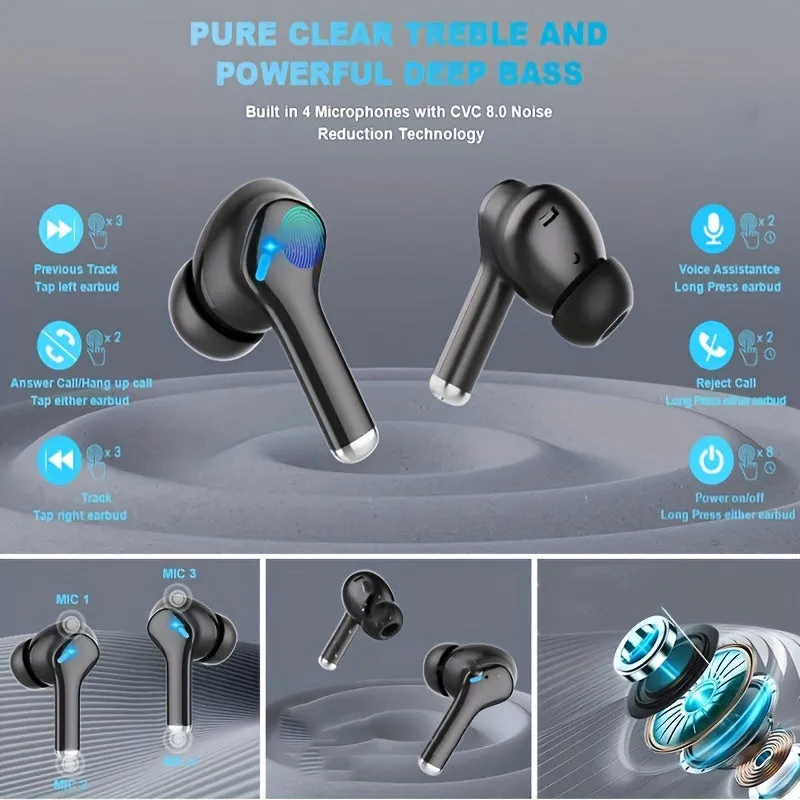 TWS Wireless BT Earbuds Noise Reduction Headphones HiFi Stereo Earphones In Ear Headset With Mic And LED Power Display Charging Case