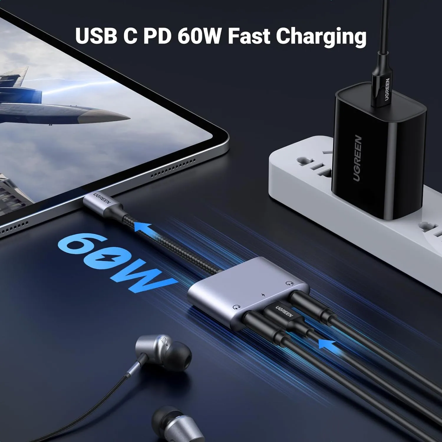 UGREEN USB C to 3.5mm Audio Splitter